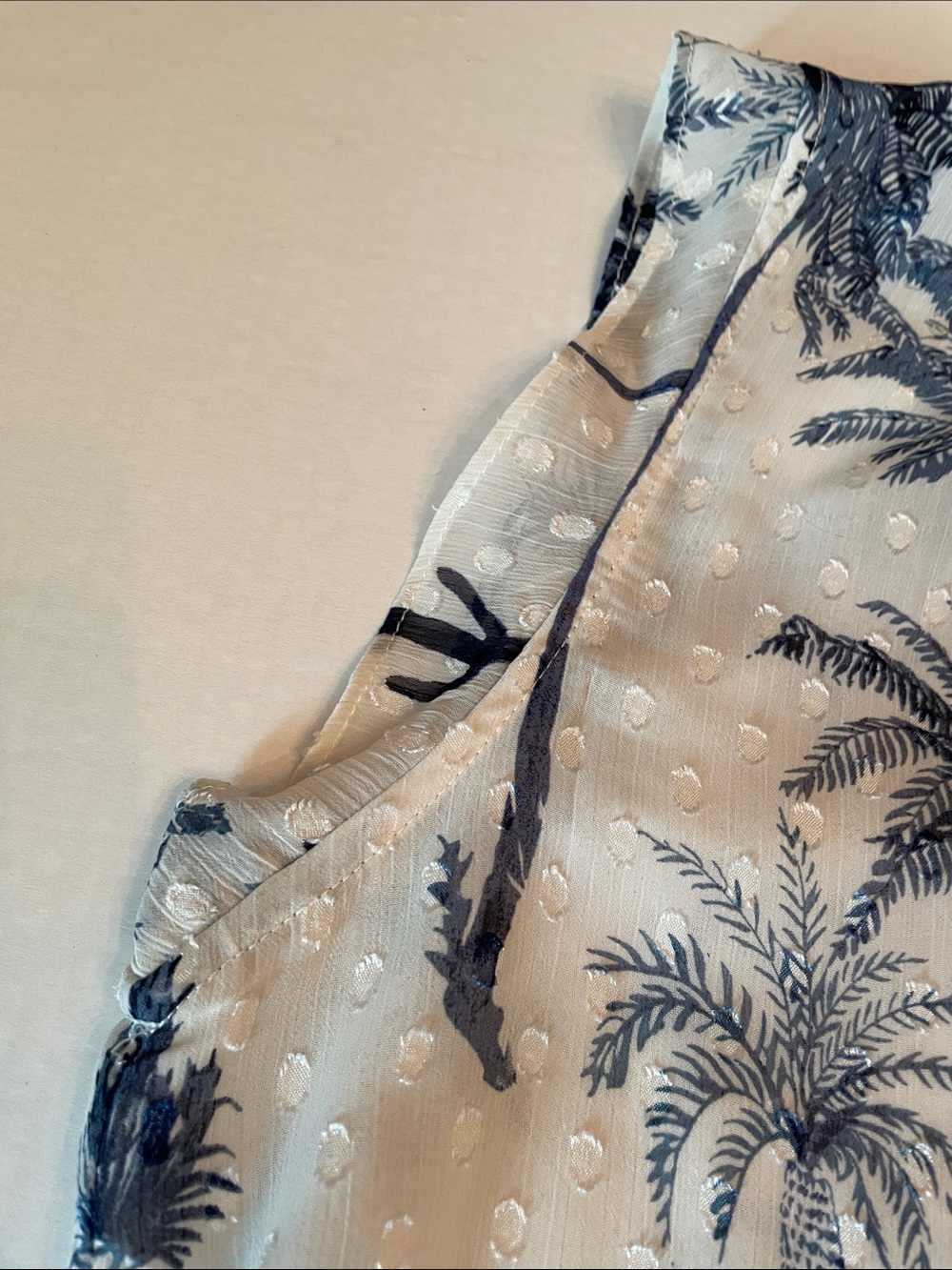 RACHEL Rachel Roy Ivory Blouse with Navy Palm Print - Picture 7 of 12